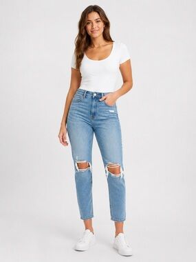 American Eagle 0 Mom Jeans High Rise Distressed 2021 Women’s Ripped Knees